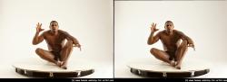 Nude Man Black Sitting poses - simple Muscular Short Black Sitting poses - ALL 3D Stereoscopic poses Realistic